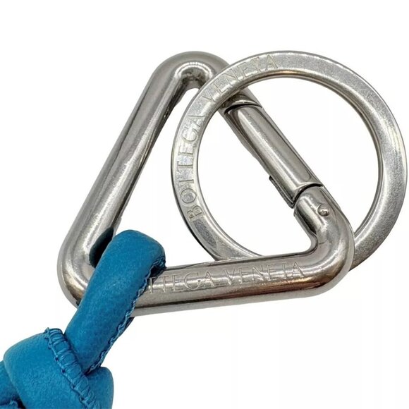 Auth BOTTEGA VENETA Keyring Nappa Triangle Key Holder Green Metallic - Picture 6 of 15
